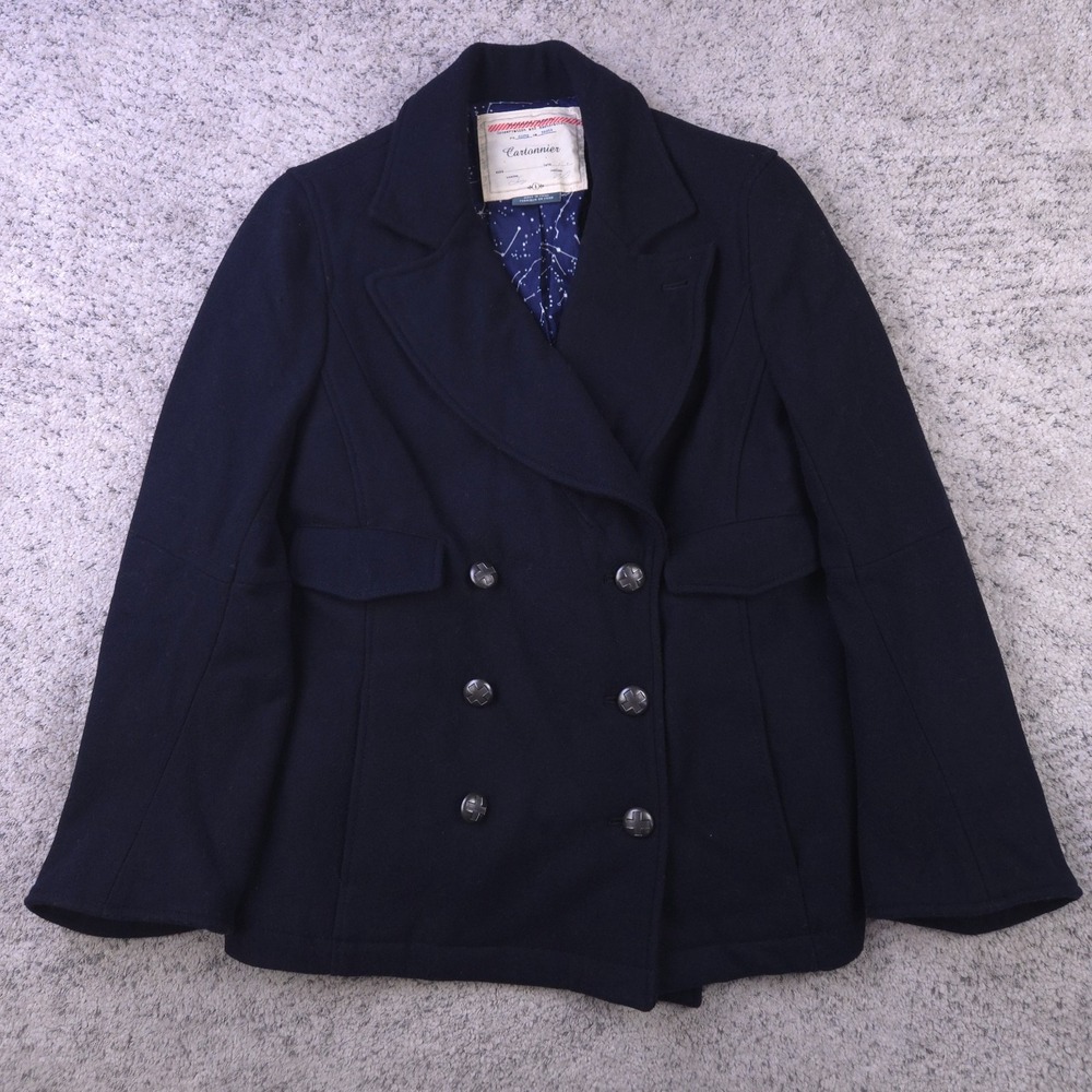 Cartonnier Blazer Womens Size 6 Double Breasted Jacket Wool Anthropologie Navy